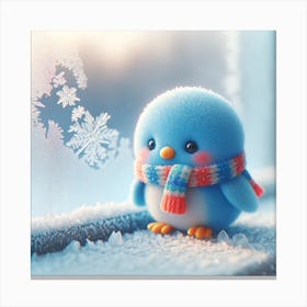 Blue Bird In Winter 1 Canvas Print