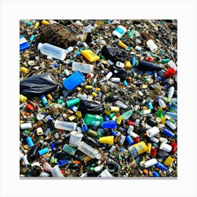 Plastic Garbage On The Beach Canvas Print
