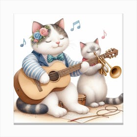 A cat playing a guitar 5 Canvas Print