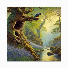 Kingfisher In The Forest 4 Canvas Print