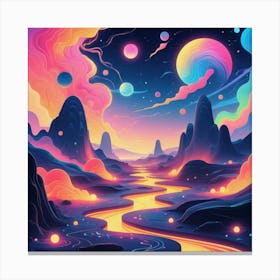 Abstract Scenery Psychedelic Landscape Canvas Print