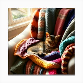 Kitty In A Blanket Canvas Print