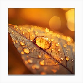 Autumn Leaf With Water Droplets Canvas Print