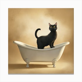 Black Cat In Bathtub 1 Canvas Print