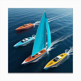 Yachts In The Ocean Canvas Print