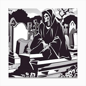 Skeleton In The Graveyard Canvas Print