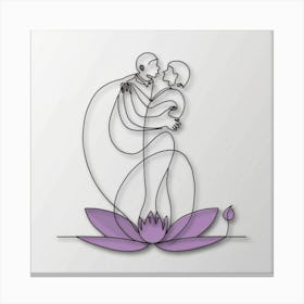 Couple Hugging Lotus Flower Canvas Print