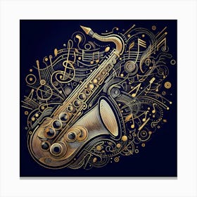 Saxophone On Black Background Canvas Print