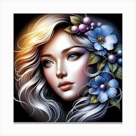 Beautiful Girl With Flowers 7 Canvas Print