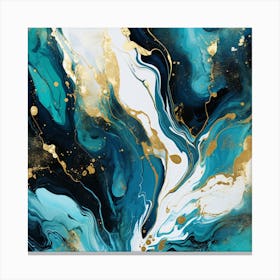 Gold And Turquoise Abstract Painting Canvas Print