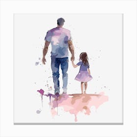 Father And Daughter Holding Hands Father's Day 1 Canvas Print