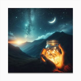 Hand Holding A Jar Of Stars Canvas Print