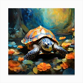 Turtle In The Water Canvas Print