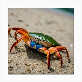 Blue Crab On The Beach Canvas Print