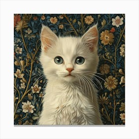 White Cat With Blue Eyes Art Canvas Print