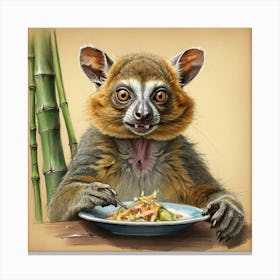 Lemur Eating Food Canvas Print