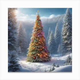 Christmas Tree In The Snow 20 Canvas Print