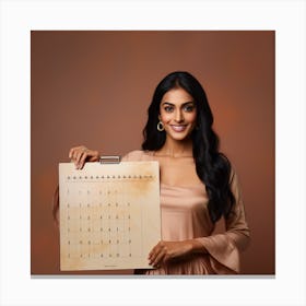 Indian Women With Calender Canvas Print