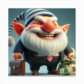 Gnome Holding Money Canvas Print