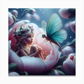 Fairy On A Flower Canvas Print