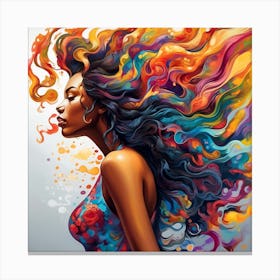 Woman With Colorful Hair 18 Canvas Print