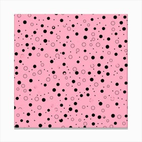 Artsy Dots Pink Square Canvas Print