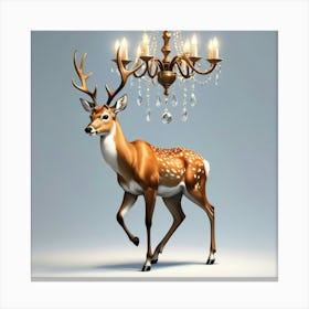 Deer With Chandelier 1 Canvas Print