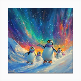 Penguins In The Snow 10 Canvas Print