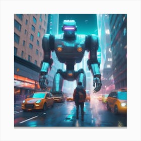 Robot In The City 58 Canvas Print