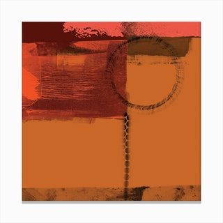 Orange Brown Abstract With Circle Overlays Canvas Print