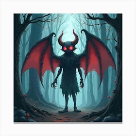 Demon Soul In A Watercolor Haunted Forest 1 Canvas Print