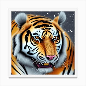 Tiger In Snow Canvas Print