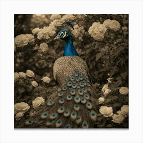 Default Sepia Peacock In A Moonlit Garden A Peacock Standing G 0 Canvas Print