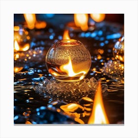 Candle Lights In The Water Canvas Print