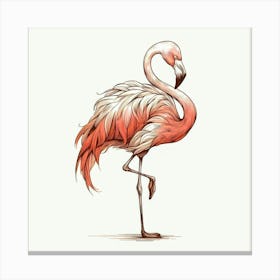 Line Art flamingo 3 Canvas Print