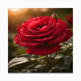 Red Rose At Sunset Canvas Print