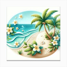 Tropical Beach Scene Canvas Print