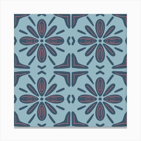 New Blues Floral Tile Canvas Print