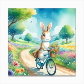 Easter Bunny On A Bicycle art Canvas Print