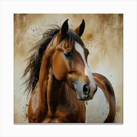 Leonardo Lightning Xl Watercolor Art Brown And White Horse Can 1 Canvas Print