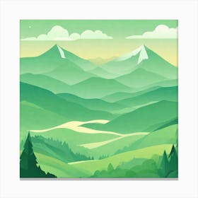 Misty mountains background in green tone 57 Canvas Print