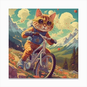 Cat Riding A Bike Canvas Print