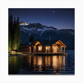 Cabin On The Lake Canvas Print