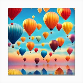 Colorful Hot Air Balloons, Hot air balloon festival, hot air balloons in the sky, Albuquerque International Balloon Fiesta, digital art, digital painting, beautiful landscape, landscape, reflection Canvas Print