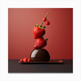 Artjuicebycsaba Chocolate Covered Strawbery Meets Japanese Zen 16 Canvas Print