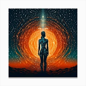 Firefly Human, Woman, Universe, Overwhelming, Nightfall, Teal, Orange, Highlights, Celestial, Cosmic (8) Canvas Print