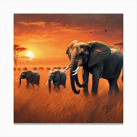 0 Glimpses Of A Herd Of Wild Elephants Crossing A Sa Esrgan V1 X2plus 1 Canvas Print