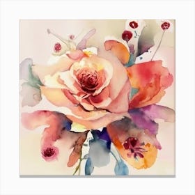 Watercolor Roses Canvas Print