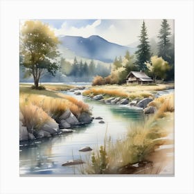 Watercolor Of A River 10 Canvas Print