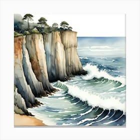 Watercolor Of Cliffs Canvas Print